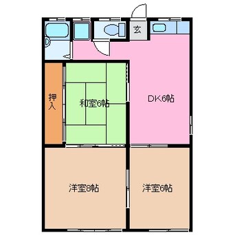 間取図 近鉄名古屋線/伊勢朝日駅 徒歩28分 1階 築33年