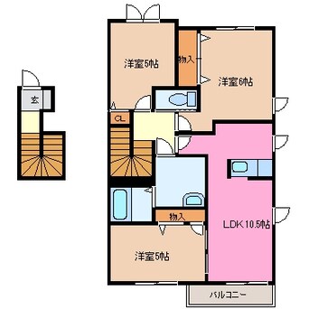 間取図 近鉄名古屋線/益生駅 徒歩23分 2階 築12年