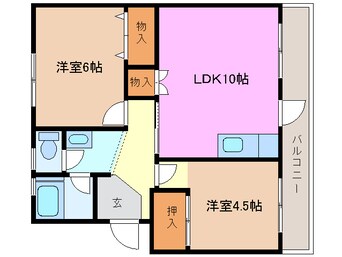 間取図 関西本線（東海）/桑名駅 徒歩18分 4階 築47年