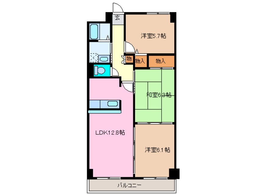 間取図 近鉄名古屋線/益生駅 徒歩30分 5階 築24年