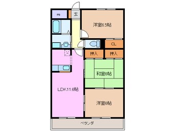 間取図 近鉄名古屋線/桑名駅 徒歩9分 4階 築27年