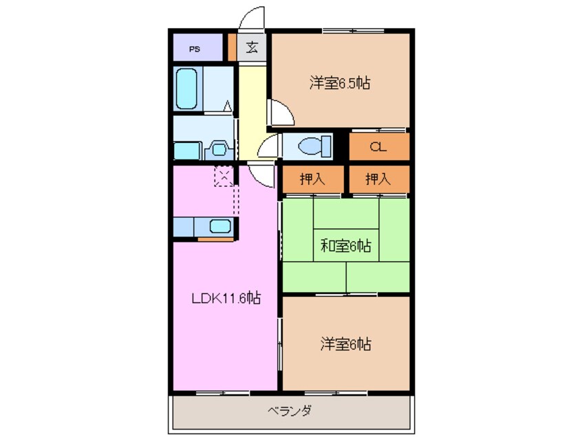 間取図 近鉄名古屋線/桑名駅 徒歩9分 4階 築27年