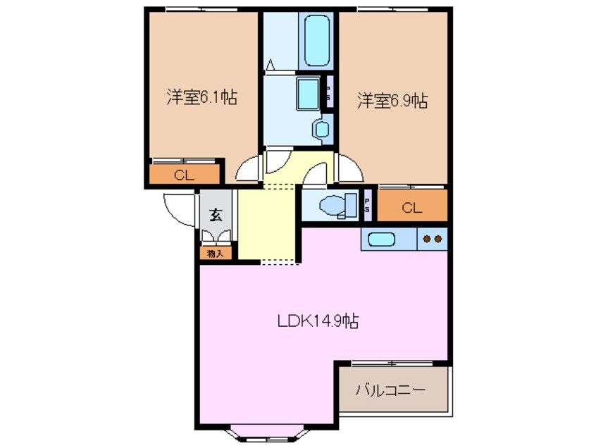 間取図 近鉄名古屋線/近鉄長島駅 徒歩8分 2階 築18年