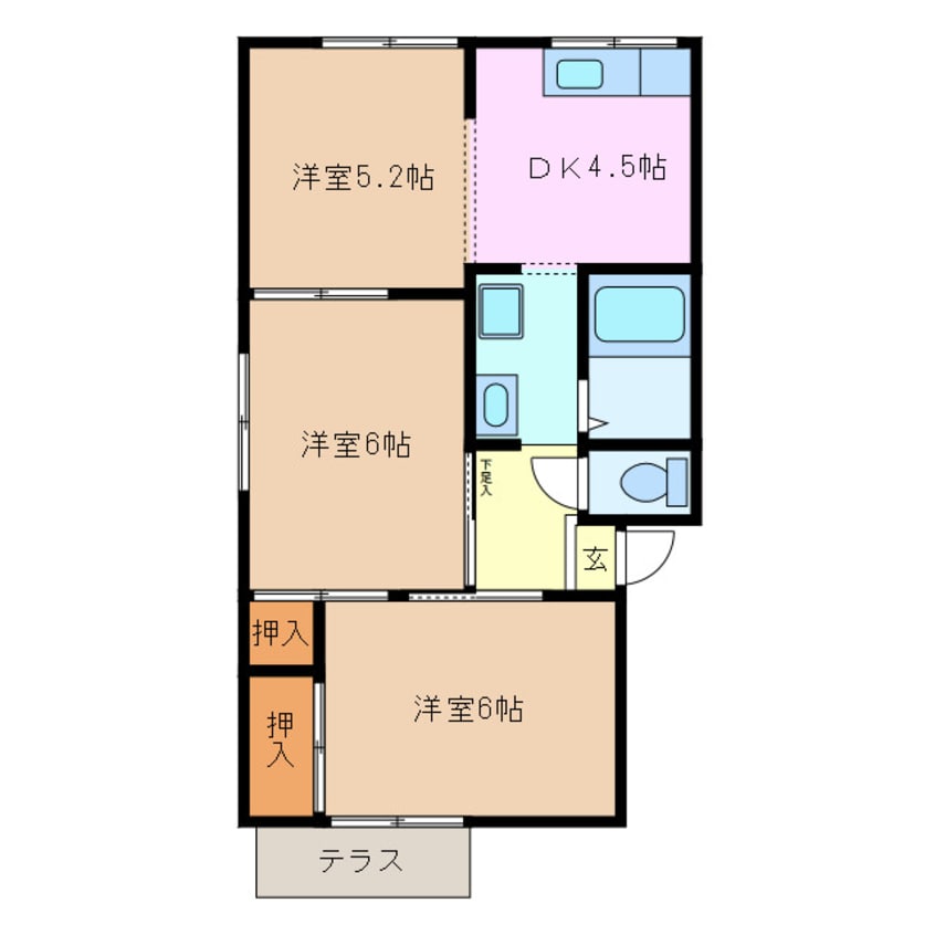 間取図 三岐鉄道北勢線/在良駅 徒歩20分 1階 築33年