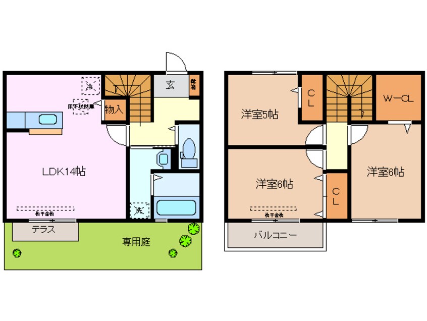 間取図 近鉄名古屋線/伊勢朝日駅 徒歩30分 1階 築12年