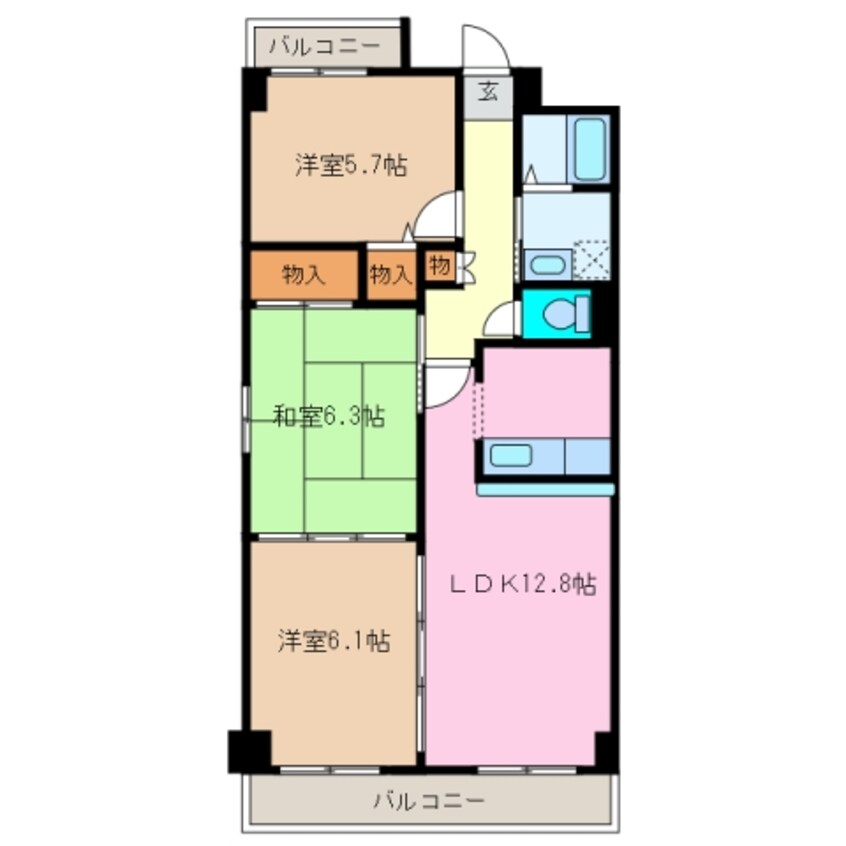 間取図 近鉄名古屋線/益生駅 徒歩30分 5階 築24年