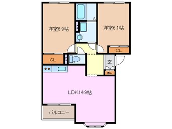 間取図 近鉄名古屋線/近鉄長島駅 徒歩8分 1階 築18年