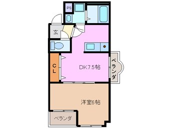 間取図 三岐鉄道北勢線/星川駅 徒歩4分 1階 築22年