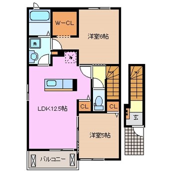 間取図 近鉄名古屋線/益生駅 徒歩34分 2階 築6年