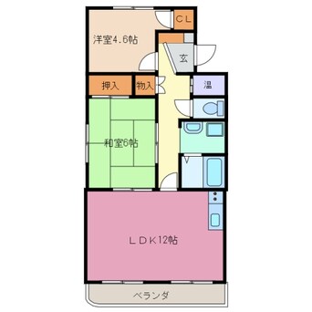 間取図 近鉄名古屋線/益生駅 徒歩22分 3階 築27年