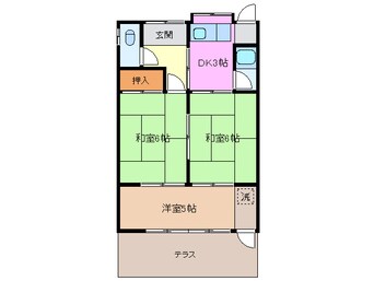 間取図 近鉄名古屋線/桑名駅 徒歩10分 1階 築52年