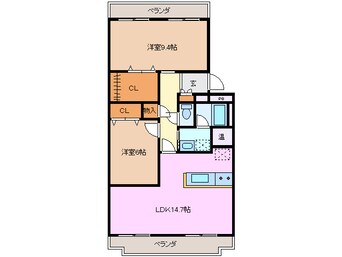 間取図 近鉄名古屋線/桑名駅 徒歩27分 2階 築23年