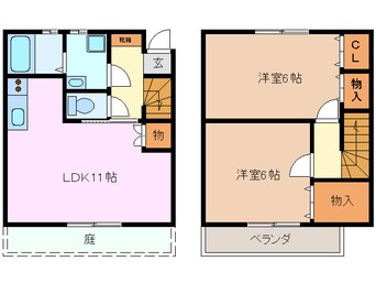 間取図 近鉄名古屋線/益生駅 徒歩57分 1階 築24年