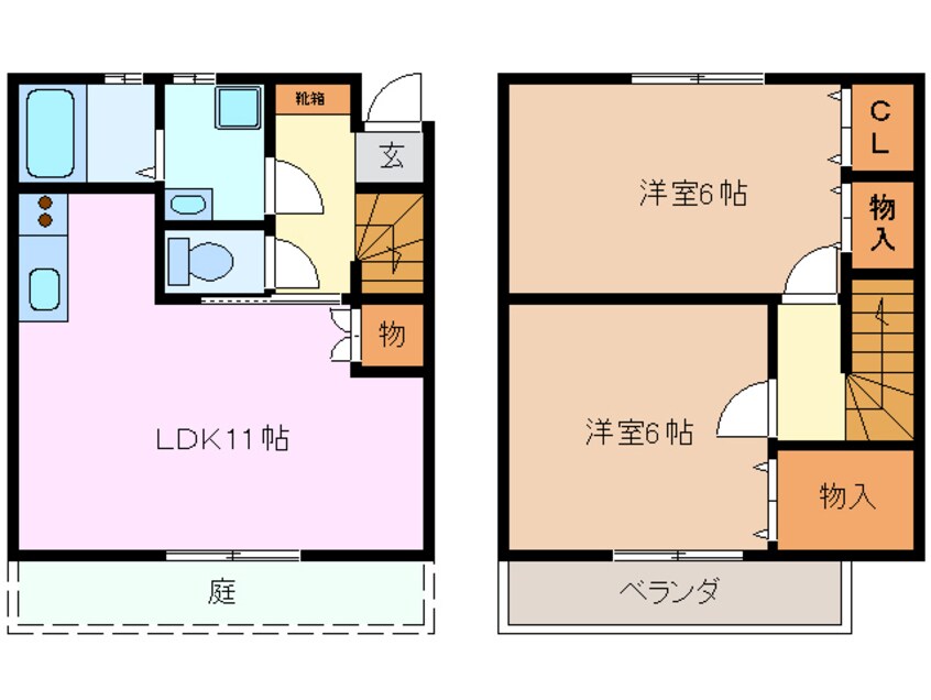 間取図 近鉄名古屋線/益生駅 徒歩57分 1階 築24年