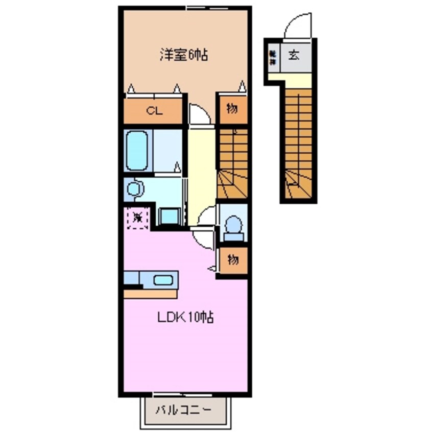 間取図 三岐鉄道北勢線/七和駅 徒歩7分 2階 築18年