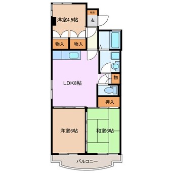 間取図 近鉄名古屋線/益生駅 徒歩52分 2階 築34年