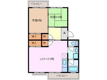 間取図 近鉄名古屋線/益生駅 徒歩30分 4階 築36年