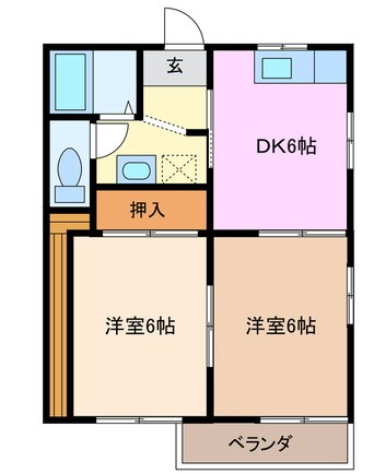 間取図 近鉄名古屋線/益生駅 徒歩10分 2階 築35年