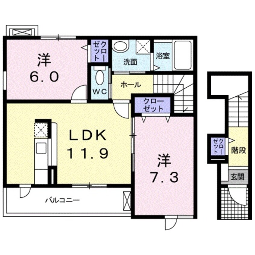 間取図 養老鉄道養老線/下深谷駅 徒歩40分 2階 築16年