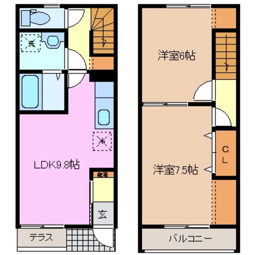 間取図 関西本線（東海）/桑名駅 徒歩9分 1階 築6年