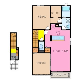 間取図 三岐鉄道北勢線/在良駅 徒歩3分 2階 築6年