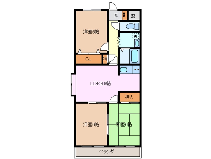 間取図 近鉄名古屋線/益生駅 徒歩25分 1階 築24年