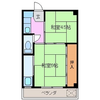 間取図 三岐鉄道北勢線/穴太駅 徒歩12分 4階 築54年