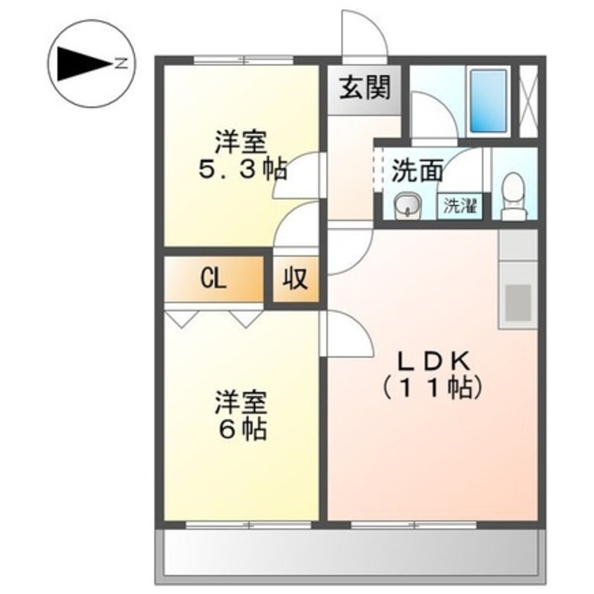 間取図 関西本線（東海）/桑名駅 徒歩27分 2階 築35年