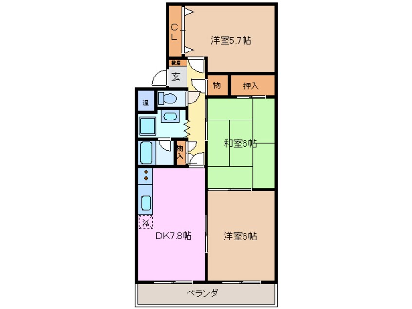 間取図 近鉄名古屋線/近鉄長島駅 徒歩14分 3階 築26年