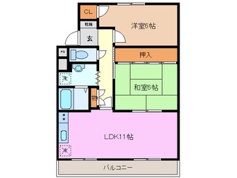 間取図 近鉄名古屋線/伊勢朝日駅 徒歩37分 4階 築26年