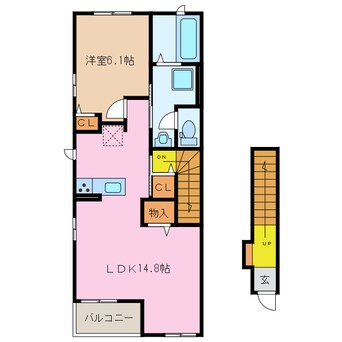 間取図 関西本線（東海）/桑名駅 徒歩24分 2階 築3年