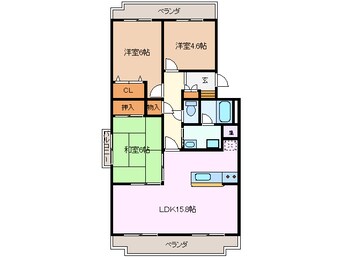 間取図 近鉄名古屋線/近鉄長島駅 徒歩7分 3階 築22年