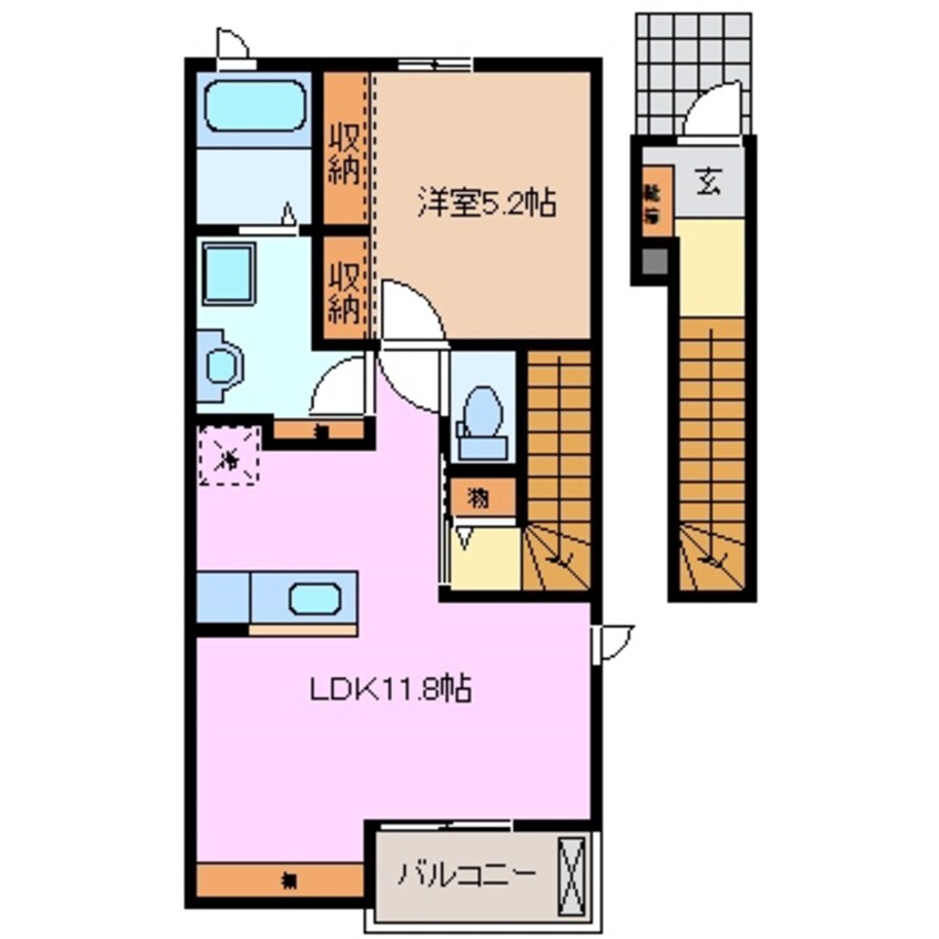 間取図 近鉄名古屋線/益生駅 徒歩34分 2階 築6年