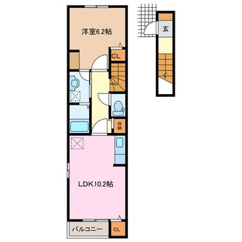 間取図 近鉄名古屋線/益生駅 徒歩22分 2階 1年未満