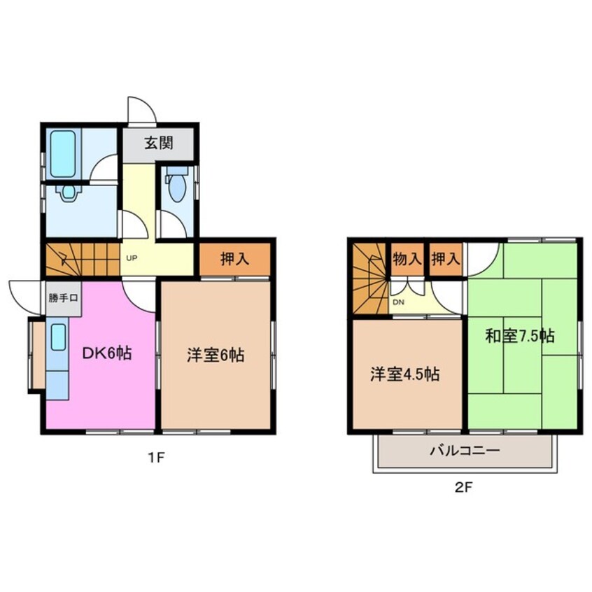 間取図 近鉄名古屋線/益生駅 徒歩55分 1階 築48年