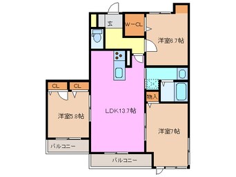 間取図 近鉄名古屋線/益生駅 徒歩33分 3階 築7年