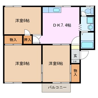 間取図 三岐鉄道北勢線/星川駅 徒歩23分 2階 築39年