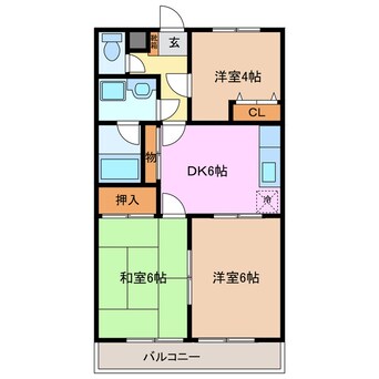 間取図 三岐鉄道北勢線/星川駅 徒歩20分 2階 築27年