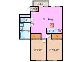 間取図 近鉄名古屋線/益生駅 徒歩14分 2階 築15年