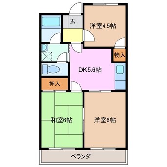 間取図 関西本線（東海）/長島駅 徒歩12分 3階 築26年