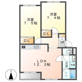 間取図 グリーン コーポ セブンズ シルク Ｃ