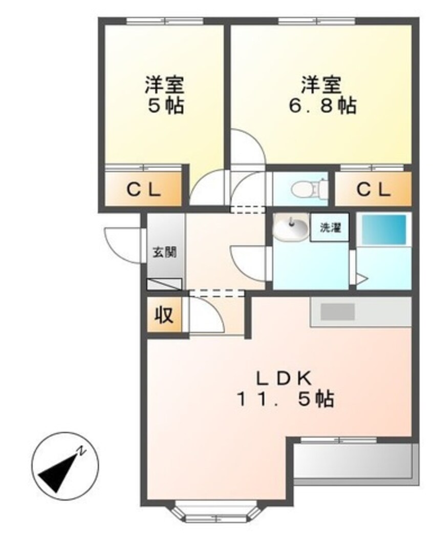 間取図 ヴィレッジ川原　東棟