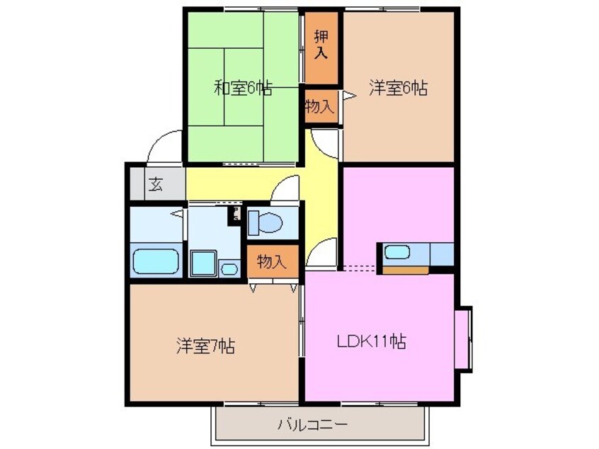 間取図 シャンブル南ヶ丘　Ａ棟