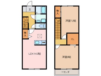 間取図 近鉄名古屋線/楠駅 徒歩9分 1階 築21年