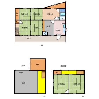 間取図 四日市あすなろう鉄道内部線/内部駅 徒歩35分 1階 築45年