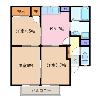 間取図 四日市あすなろう鉄道内部線/日永駅 徒歩10分 2階 築25年