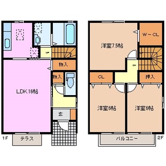 間取図 四日市あすなろう鉄道内部線/内部駅 徒歩28分 1階 築20年