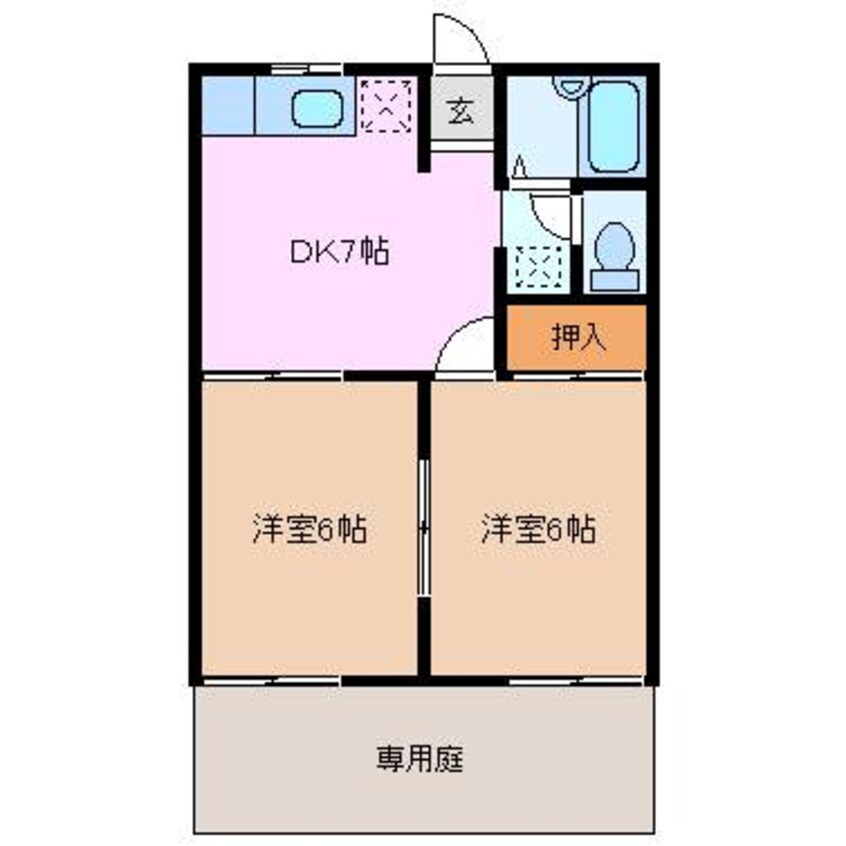 間取図 四日市あすなろう鉄道内部線/追分駅 徒歩4分 1階 築30年