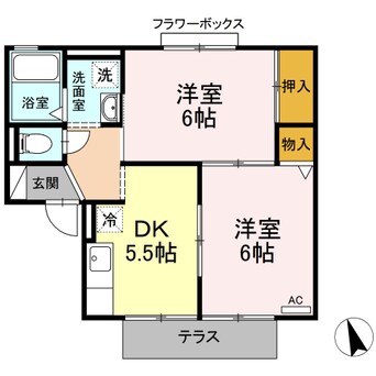 間取図 近鉄湯の山線/伊勢松本駅 徒歩8分 1階 築29年