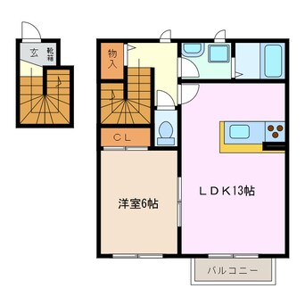 間取図 四日市あすなろう鉄道内部線/南日永駅 徒歩5分 2階 築14年